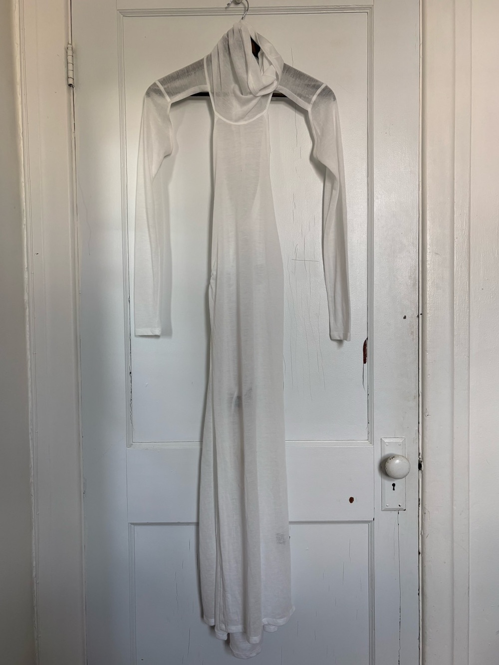 Dolls Kill Darker Wavs Flanger White High Slit Maxi Dress - Picture 3 of 9